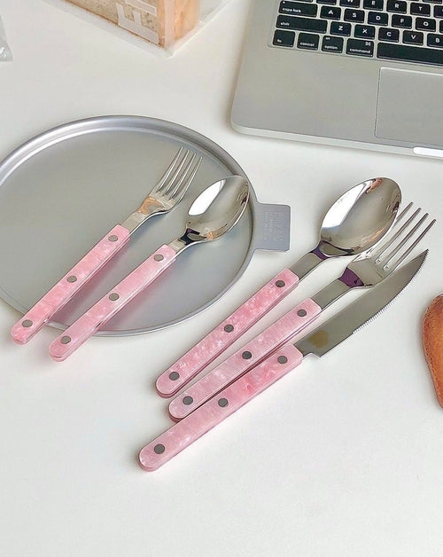 10 Piece Sleek Modern Pinky Flatware Silverware Set