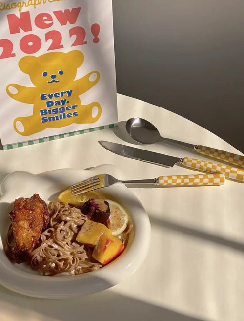 6 Pack Modern Maximalist Checkered Silverware Set