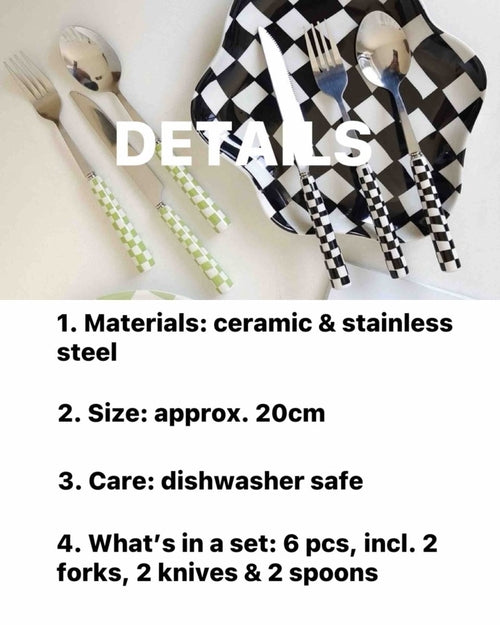 6 Pack Modern Maximalist Checkered Silverware Set