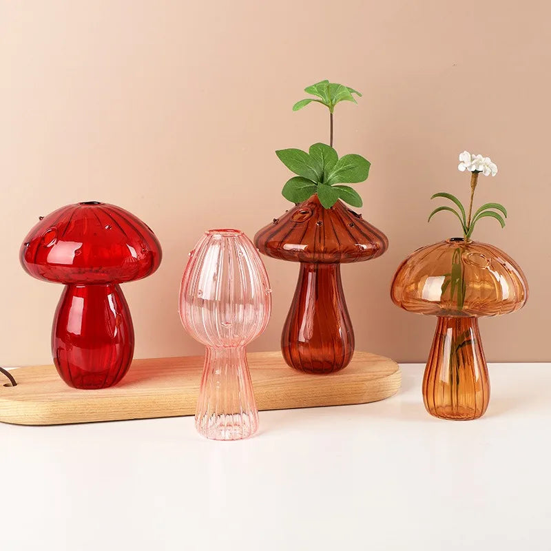 Colorful Mushroom Glass Vase