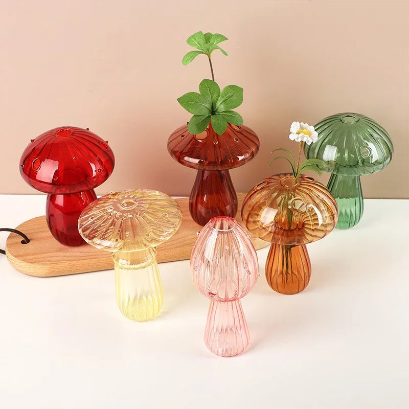 Colorful Mushroom Glass Vase
