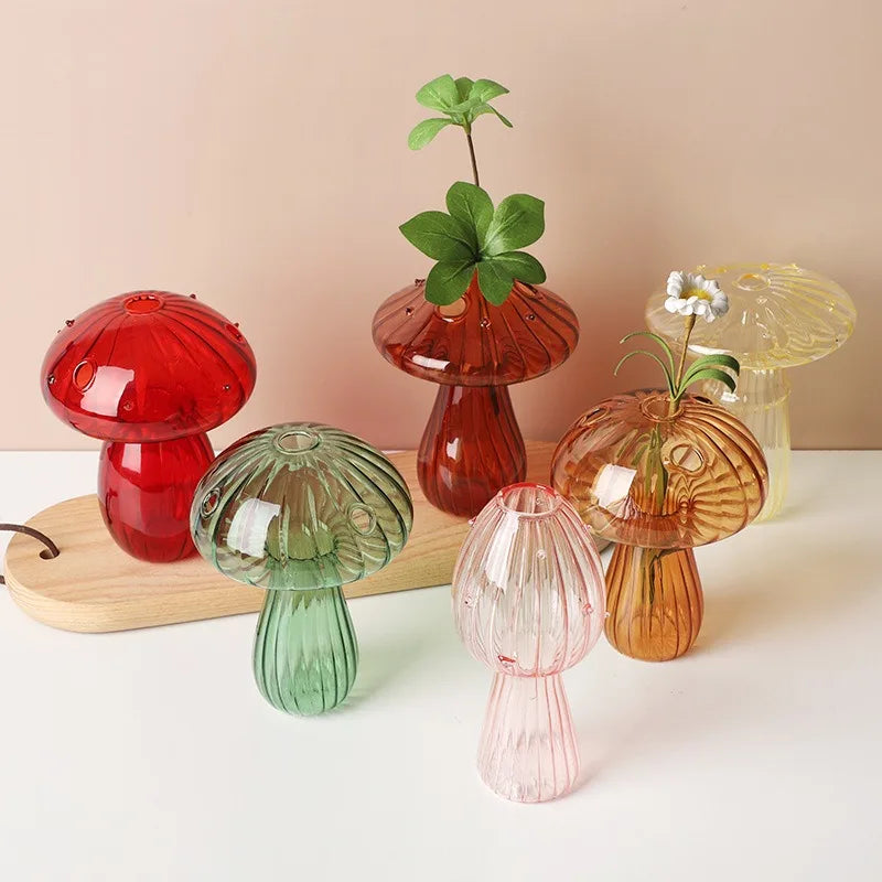 Colorful Mushroom Glass Vase