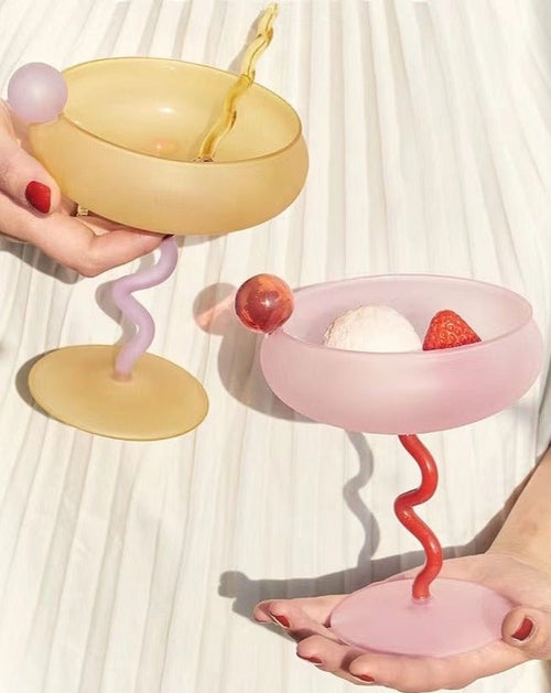 Jelly Bean Wine Glass - Whimsical Eclectic Dopamine Cocktail Glass