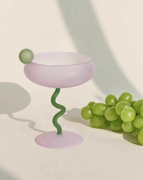 Jelly Bean Wine Glass - Whimsical Eclectic Dopamine Cocktail Glass